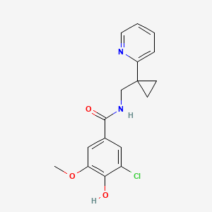 molecular formula C17H17ClN2O3 B6624018 3-chloro-4-hydroxy-5-methoxy-N-[(1-pyridin-2-ylcyclopropyl)methyl]benzamide 