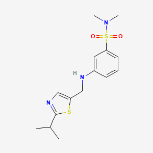 molecular formula C15H21N3O2S2 B6624032 N,N-dimethyl-3-[(2-propan-2-yl-1,3-thiazol-5-yl)methylamino]benzenesulfonamide 