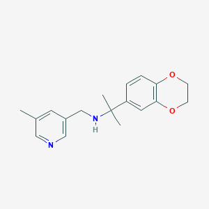 2-(2,3-dihydro-1,4-benzodioxin-6-yl)-N-[(5-methylpyridin-3-yl)methyl]propan-2-amine
