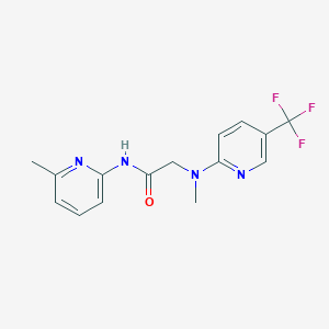 molecular formula C15H15F3N4O B6624054 N-(6-methylpyridin-2-yl)-2-[methyl-[5-(trifluoromethyl)pyridin-2-yl]amino]acetamide 