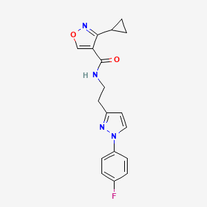 molecular formula C18H17FN4O2 B6624069 3-cyclopropyl-N-[2-[1-(4-fluorophenyl)pyrazol-3-yl]ethyl]-1,2-oxazole-4-carboxamide 