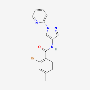 molecular formula C16H13BrN4O B6624078 2-bromo-4-methyl-N-(1-pyridin-2-ylpyrazol-4-yl)benzamide 