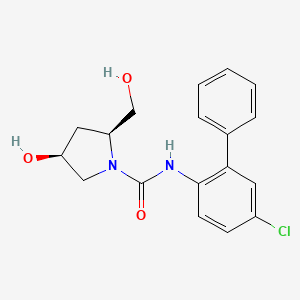 molecular formula C18H19ClN2O3 B6624082 (2S,4S)-N-(4-chloro-2-phenylphenyl)-4-hydroxy-2-(hydroxymethyl)pyrrolidine-1-carboxamide 