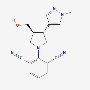 molecular formula C17H17N5O B6624113 2-[(3S,4R)-3-(hydroxymethyl)-4-(1-methylpyrazol-4-yl)pyrrolidin-1-yl]benzene-1,3-dicarbonitrile 