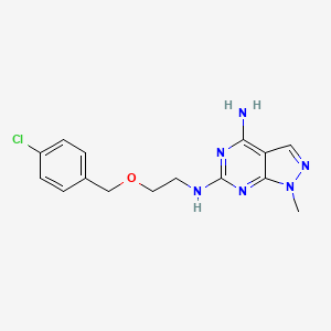 molecular formula C15H17ClN6O B6624121 6-N-[2-[(4-chlorophenyl)methoxy]ethyl]-1-methylpyrazolo[3,4-d]pyrimidine-4,6-diamine 