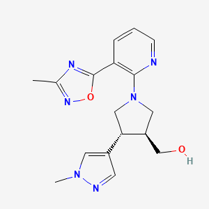 molecular formula C17H20N6O2 B6624137 [(3S,4R)-1-[3-(3-methyl-1,2,4-oxadiazol-5-yl)pyridin-2-yl]-4-(1-methylpyrazol-4-yl)pyrrolidin-3-yl]methanol 