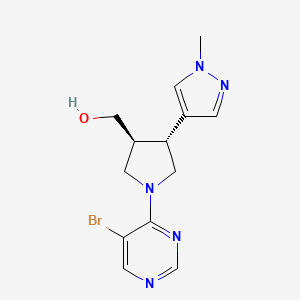 molecular formula C13H16BrN5O B6624174 [(3S,4R)-1-(5-bromopyrimidin-4-yl)-4-(1-methylpyrazol-4-yl)pyrrolidin-3-yl]methanol 