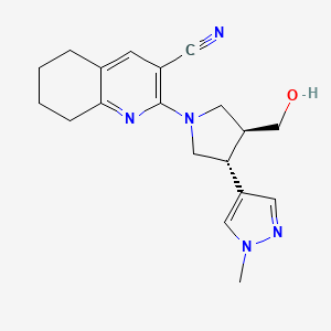 molecular formula C19H23N5O B6624182 2-[(3S,4R)-3-(hydroxymethyl)-4-(1-methylpyrazol-4-yl)pyrrolidin-1-yl]-5,6,7,8-tetrahydroquinoline-3-carbonitrile 