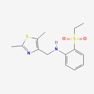 molecular formula C14H18N2O2S2 B6624223 N-[(2,5-dimethyl-1,3-thiazol-4-yl)methyl]-2-ethylsulfonylaniline 