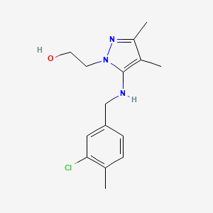 molecular formula C15H20ClN3O B6624278 2-[5-[(3-Chloro-4-methylphenyl)methylamino]-3,4-dimethylpyrazol-1-yl]ethanol 