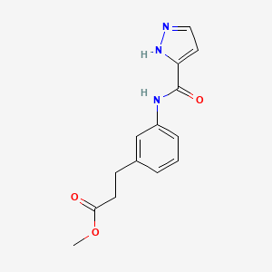 molecular formula C14H15N3O3 B6624304 methyl 3-[3-(1H-pyrazole-5-carbonylamino)phenyl]propanoate 