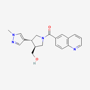 molecular formula C19H20N4O2 B6624315 [(3S,4R)-3-(hydroxymethyl)-4-(1-methylpyrazol-4-yl)pyrrolidin-1-yl]-quinolin-6-ylmethanone 