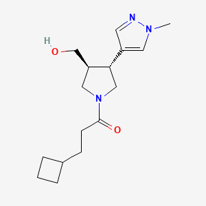 molecular formula C16H25N3O2 B6624316 3-cyclobutyl-1-[(3S,4R)-3-(hydroxymethyl)-4-(1-methylpyrazol-4-yl)pyrrolidin-1-yl]propan-1-one 