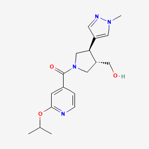 molecular formula C18H24N4O3 B6624342 [(3S,4R)-3-(hydroxymethyl)-4-(1-methylpyrazol-4-yl)pyrrolidin-1-yl]-(2-propan-2-yloxypyridin-4-yl)methanone 