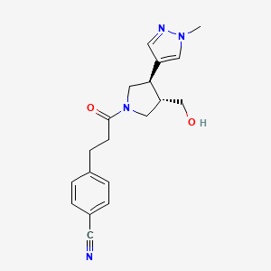 4-[3-[(3S,4R)-3-(hydroxymethyl)-4-(1-methylpyrazol-4-yl)pyrrolidin-1-yl]-3-oxopropyl]benzonitrile