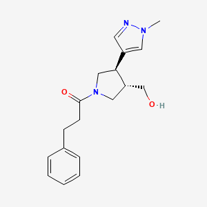 1-[(3S,4R)-3-(hydroxymethyl)-4-(1-methylpyrazol-4-yl)pyrrolidin-1-yl]-3-phenylpropan-1-one