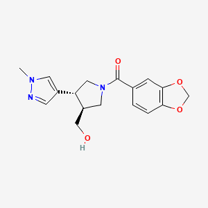 molecular formula C17H19N3O4 B6624393 1,3-benzodioxol-5-yl-[(3S,4R)-3-(hydroxymethyl)-4-(1-methylpyrazol-4-yl)pyrrolidin-1-yl]methanone 