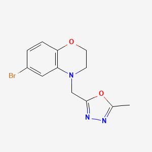 molecular formula C12H12BrN3O2 B6624398 6-Bromo-4-[(5-methyl-1,3,4-oxadiazol-2-yl)methyl]-2,3-dihydro-1,4-benzoxazine 