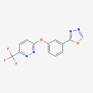 molecular formula C13H7F3N4O2 B6624431 2-[3-[6-(Trifluoromethyl)pyridazin-3-yl]oxyphenyl]-1,3,4-oxadiazole 