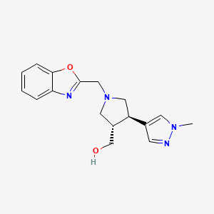 molecular formula C17H20N4O2 B6624444 [(3S,4R)-1-(1,3-benzoxazol-2-ylmethyl)-4-(1-methylpyrazol-4-yl)pyrrolidin-3-yl]methanol 