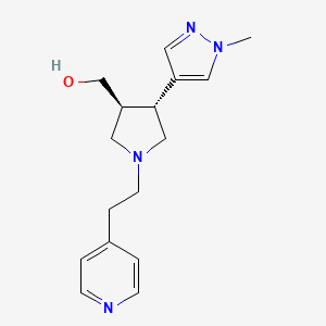 molecular formula C16H22N4O B6624473 [(3S,4R)-4-(1-methylpyrazol-4-yl)-1-(2-pyridin-4-ylethyl)pyrrolidin-3-yl]methanol 