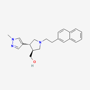 molecular formula C21H25N3O B6624481 [(3S,4R)-4-(1-methylpyrazol-4-yl)-1-(2-naphthalen-2-ylethyl)pyrrolidin-3-yl]methanol 