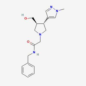 molecular formula C18H24N4O2 B6624485 N-benzyl-2-[(3S,4R)-3-(hydroxymethyl)-4-(1-methylpyrazol-4-yl)pyrrolidin-1-yl]acetamide 