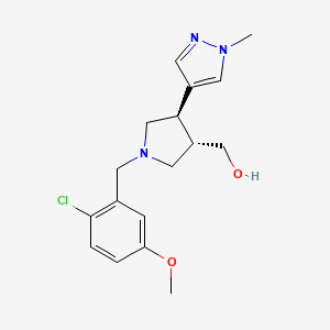 molecular formula C17H22ClN3O2 B6624533 [(3S,4R)-1-[(2-chloro-5-methoxyphenyl)methyl]-4-(1-methylpyrazol-4-yl)pyrrolidin-3-yl]methanol 