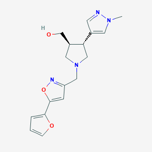 molecular formula C17H20N4O3 B6624540 [(3S,4R)-1-[[5-(furan-2-yl)-1,2-oxazol-3-yl]methyl]-4-(1-methylpyrazol-4-yl)pyrrolidin-3-yl]methanol 