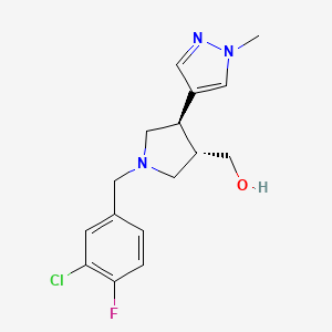molecular formula C16H19ClFN3O B6624564 [(3S,4R)-1-[(3-chloro-4-fluorophenyl)methyl]-4-(1-methylpyrazol-4-yl)pyrrolidin-3-yl]methanol 