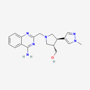 molecular formula C18H22N6O B6624571 [(3S,4R)-1-[(4-aminoquinazolin-2-yl)methyl]-4-(1-methylpyrazol-4-yl)pyrrolidin-3-yl]methanol 