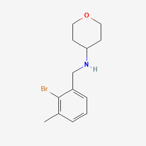 molecular formula C13H18BrNO B6624596 N-[(2-bromo-3-methylphenyl)methyl]oxan-4-amine 