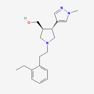 molecular formula C19H27N3O B6624599 [(3S,4R)-1-[2-(2-ethylphenyl)ethyl]-4-(1-methylpyrazol-4-yl)pyrrolidin-3-yl]methanol 