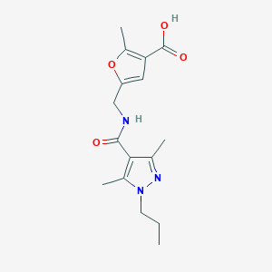 molecular formula C16H21N3O4 B6624725 5-[[(3,5-Dimethyl-1-propylpyrazole-4-carbonyl)amino]methyl]-2-methylfuran-3-carboxylic acid 