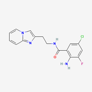 molecular formula C16H14ClFN4O B6624751 2-amino-5-chloro-3-fluoro-N-(2-imidazo[1,2-a]pyridin-2-ylethyl)benzamide 