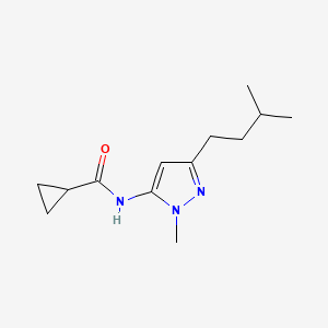 molecular formula C13H21N3O B6624764 N-[2-methyl-5-(3-methylbutyl)pyrazol-3-yl]cyclopropanecarboxamide 