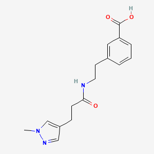 molecular formula C16H19N3O3 B6624768 3-[2-[3-(1-Methylpyrazol-4-yl)propanoylamino]ethyl]benzoic acid 