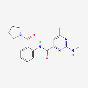 molecular formula C18H21N5O2 B6624769 6-methyl-2-(methylamino)-N-[2-(pyrrolidine-1-carbonyl)phenyl]pyrimidine-4-carboxamide 