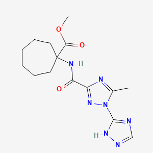 molecular formula C15H21N7O3 B6624772 methyl 1-[[5-methyl-1-(1H-1,2,4-triazol-5-yl)-1,2,4-triazole-3-carbonyl]amino]cycloheptane-1-carboxylate 
