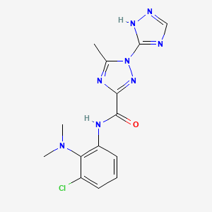 molecular formula C14H15ClN8O B6624790 N-[3-chloro-2-(dimethylamino)phenyl]-5-methyl-1-(1H-1,2,4-triazol-5-yl)-1,2,4-triazole-3-carboxamide 