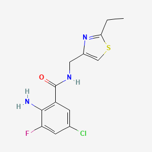 molecular formula C13H13ClFN3OS B6624831 2-amino-5-chloro-N-[(2-ethyl-1,3-thiazol-4-yl)methyl]-3-fluorobenzamide 