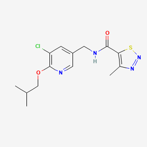 molecular formula C14H17ClN4O2S B6624835 N-[[5-chloro-6-(2-methylpropoxy)pyridin-3-yl]methyl]-4-methylthiadiazole-5-carboxamide 