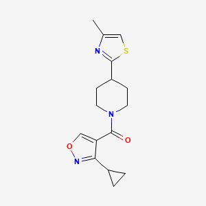molecular formula C16H19N3O2S B6624839 (3-Cyclopropyl-1,2-oxazol-4-yl)-[4-(4-methyl-1,3-thiazol-2-yl)piperidin-1-yl]methanone 