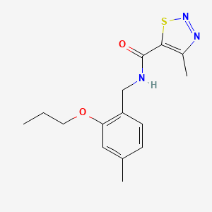 molecular formula C15H19N3O2S B6624853 4-methyl-N-[(4-methyl-2-propoxyphenyl)methyl]thiadiazole-5-carboxamide 