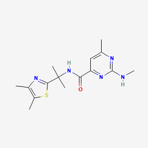 molecular formula C15H21N5OS B6624860 N-[2-(4,5-dimethyl-1,3-thiazol-2-yl)propan-2-yl]-6-methyl-2-(methylamino)pyrimidine-4-carboxamide 