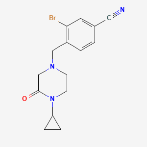 3-Bromo-4-[(4-cyclopropyl-3-oxopiperazin-1-yl)methyl]benzonitrile