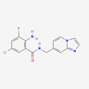 molecular formula C15H12ClFN4O B6624925 2-amino-5-chloro-3-fluoro-N-(imidazo[1,2-a]pyridin-7-ylmethyl)benzamide 