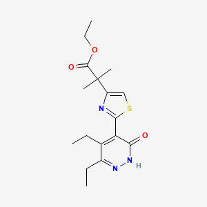 molecular formula C17H23N3O3S B6624942 ethyl 2-[2-(3,4-diethyl-6-oxo-1H-pyridazin-5-yl)-1,3-thiazol-4-yl]-2-methylpropanoate 
