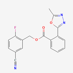 molecular formula C18H12FN3O3 B6624948 (5-Cyano-2-fluorophenyl)methyl 2-(5-methyl-1,3,4-oxadiazol-2-yl)benzoate 