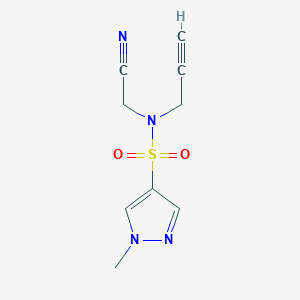 molecular formula C9H10N4O2S B6624950 N-(cyanomethyl)-1-methyl-N-prop-2-ynylpyrazole-4-sulfonamide 